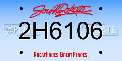 2H6106 South Dakota License Plate