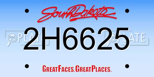 2H6625 South Dakota License Plate