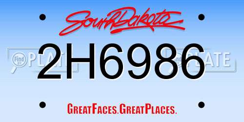 2H6986 South Dakota License Plate