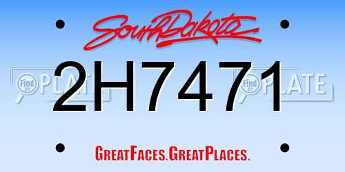 2H7471 South Dakota License Plate