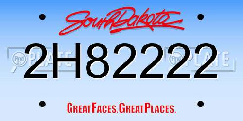 2H82222 South Dakota License Plate
