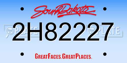 2H82227 South Dakota License Plate
