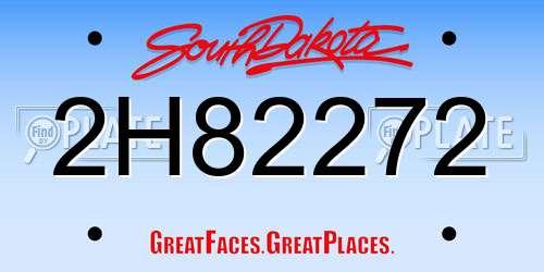 2H82272 South Dakota License Plate