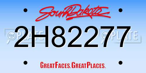 2H82277 South Dakota License Plate