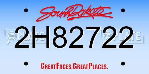 2H82722 South Dakota License Plate