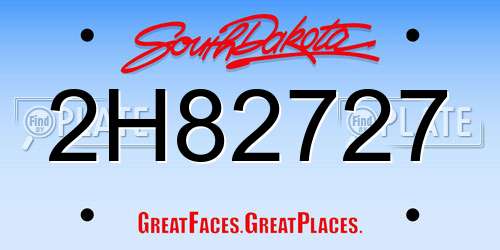 2H82727 South Dakota License Plate