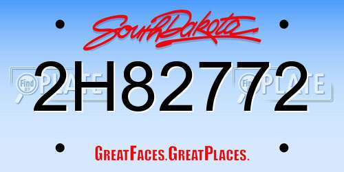 2H82772 South Dakota License Plate