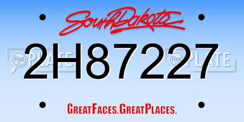 2H87227 South Dakota License Plate