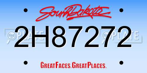 2H87272 South Dakota License Plate