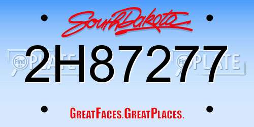 2H87277 South Dakota License Plate