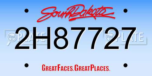 2H87727 South Dakota License Plate