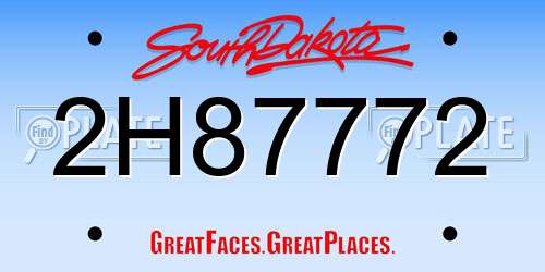 2H87772 South Dakota License Plate