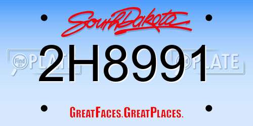 2H8991 South Dakota License Plate
