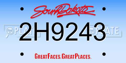 2H9243 South Dakota License Plate