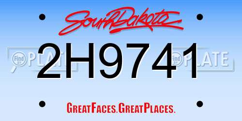 2H9741 South Dakota License Plate