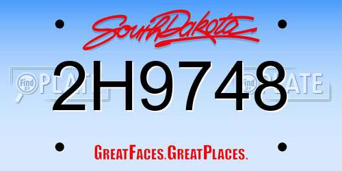 2H9748 South Dakota License Plate