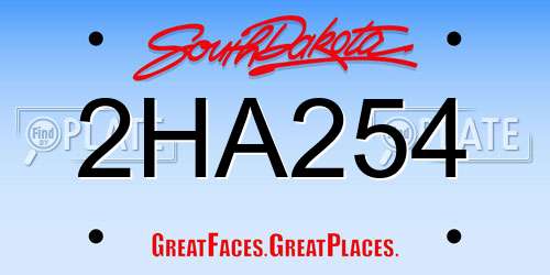 2HA254 South Dakota License Plate