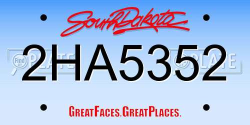 2HA5352 South Dakota License Plate