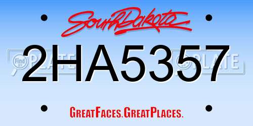 2HA5357 South Dakota License Plate