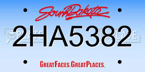 2HA5382 South Dakota License Plate