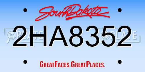 2HA8352 South Dakota License Plate