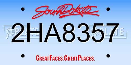 2HA8357 South Dakota License Plate