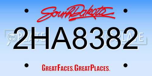 2HA8382 South Dakota License Plate