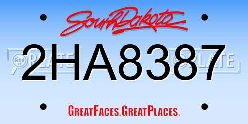 2HA8387 South Dakota License Plate