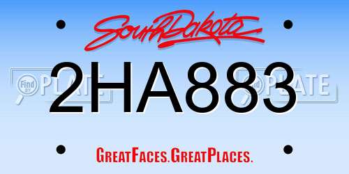 2HA883 South Dakota License Plate
