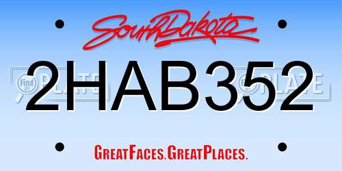 2HAB352 South Dakota License Plate