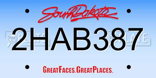 2HAB387 South Dakota License Plate