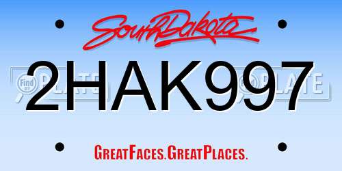 2HAK997 South Dakota License Plate