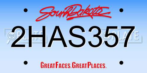 2HAS357 South Dakota License Plate