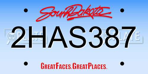 2HAS387 South Dakota License Plate