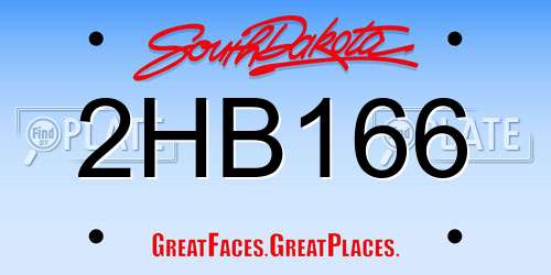 2HB166 South Dakota License Plate