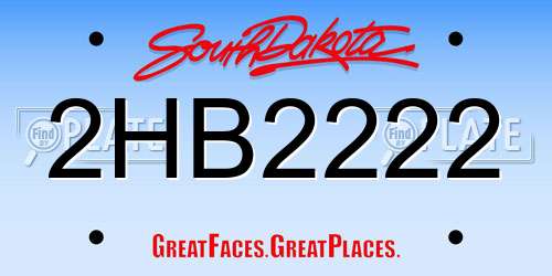 2HB2222 South Dakota License Plate
