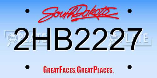 2HB2227 South Dakota License Plate