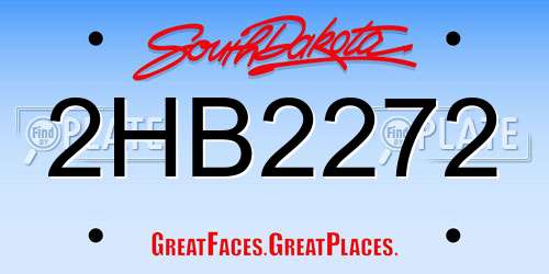 2HB2272 South Dakota License Plate
