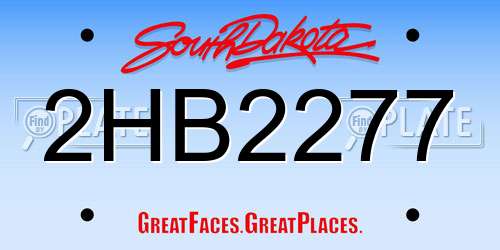 2HB2277 South Dakota License Plate