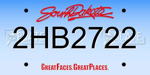 2HB2722 South Dakota License Plate