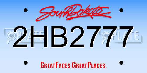 2HB2777 South Dakota License Plate