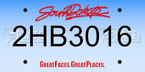 2HB3016 South Dakota License Plate