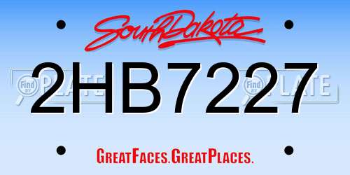 2HB7227 South Dakota License Plate