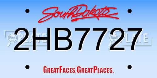 2HB7727 South Dakota License Plate