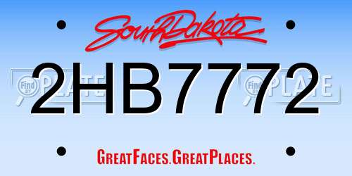 2HB7772 South Dakota License Plate