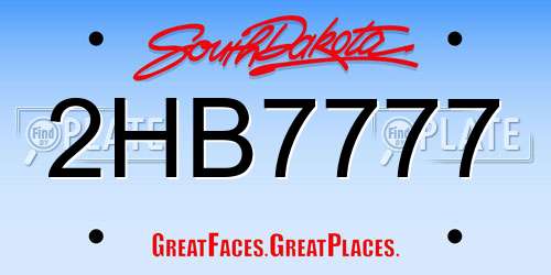 2HB7777 South Dakota License Plate