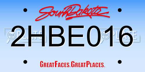 2HBE016 South Dakota License Plate