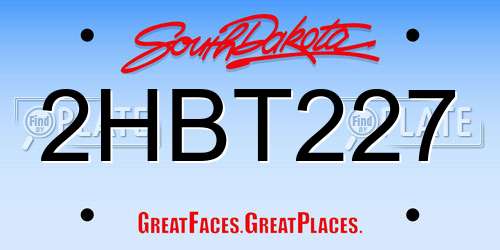 2HBT227 South Dakota License Plate