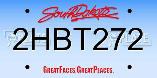 2HBT272 South Dakota License Plate