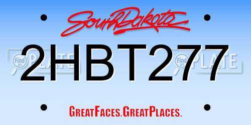 2HBT277 South Dakota License Plate